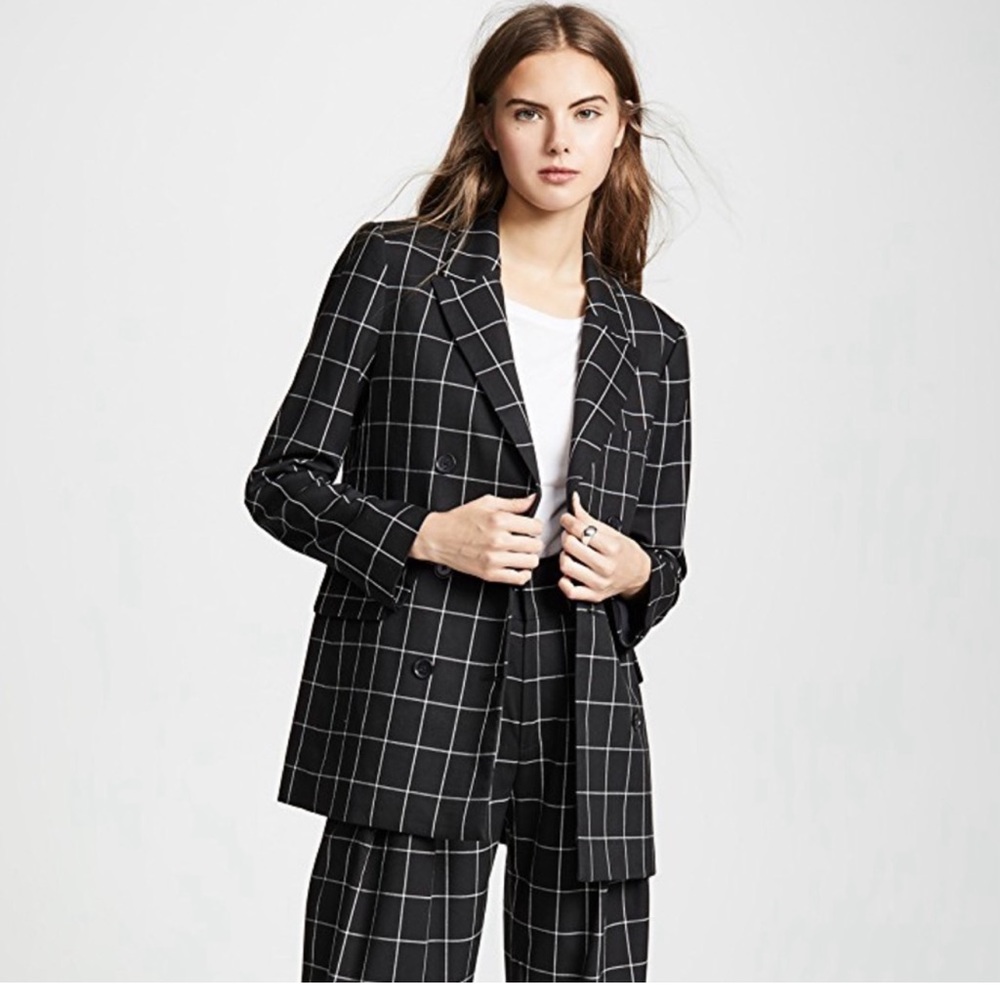 JOIE 🆕 Harlene Gingham Blazer in Caviar Size 2 NWOT